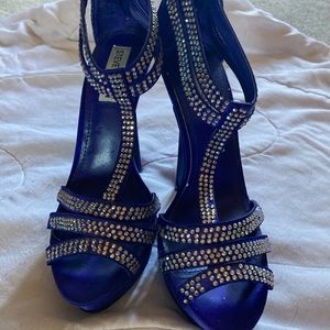 Blue Steve Madden heels worn once. Rhinestones kind of fell off.